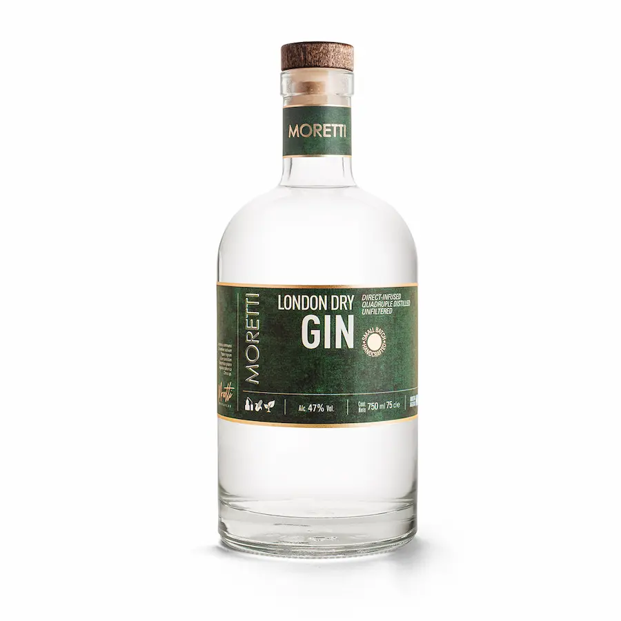 Botella de London Dry Gin Moretti de 750 ml