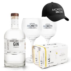 Combo Perfecto Buenos Aires Gin + SixPack Agua Tónica + 2 Copones + gorra de regalo