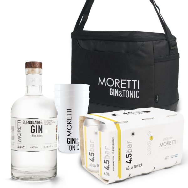 Buenos Aires Gin + SixPack Agua Tónica + 3 Vasos + Conservadora