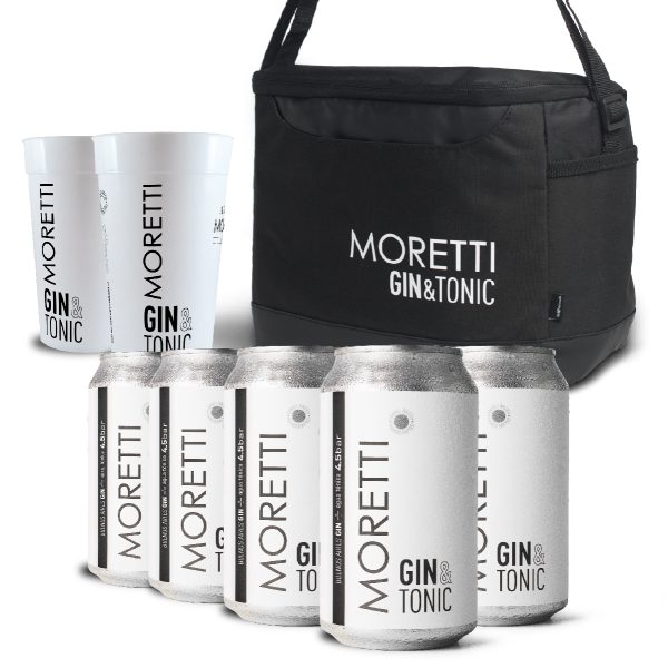 8 latas Gin&Tonic + 2 Vasos + Conservadora
